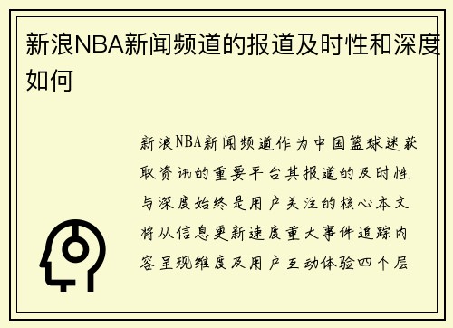 新浪NBA新闻频道的报道及时性和深度如何
